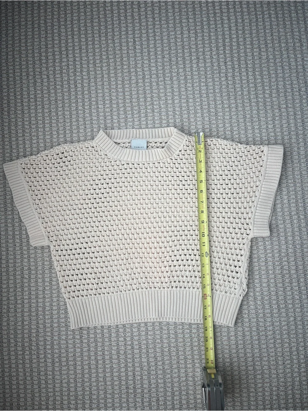 Varley Julianna Open Knit Short Sleeve Sweater Size Small